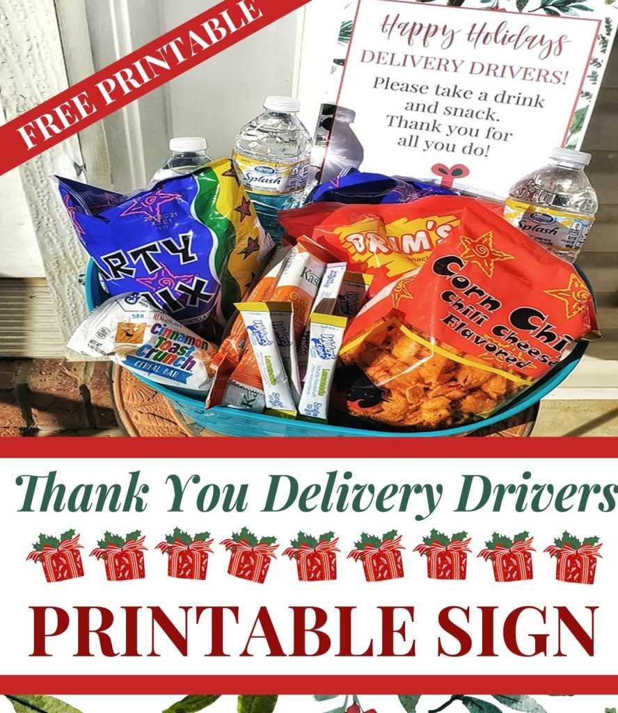 delivery driver snack sign printable free