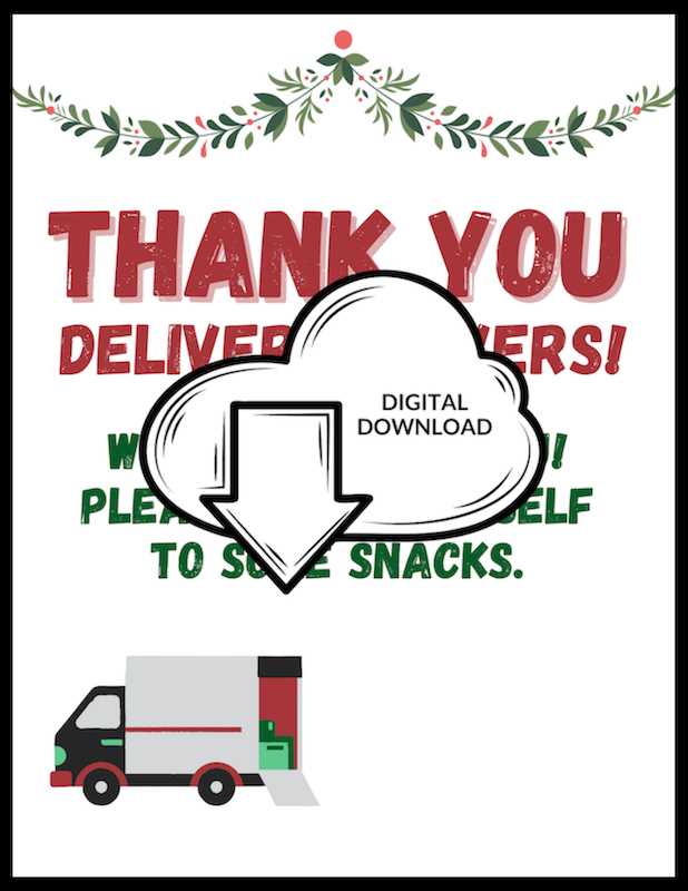 delivery driver thank you sign printable