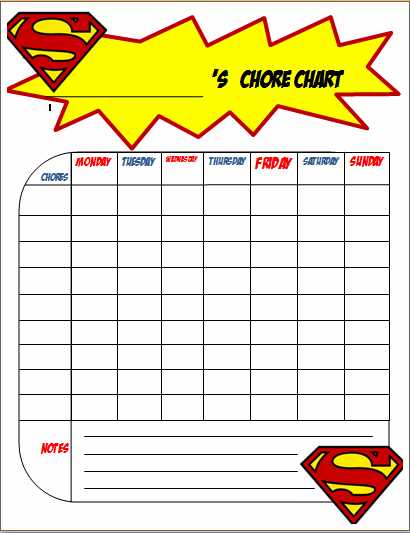 printable chore list