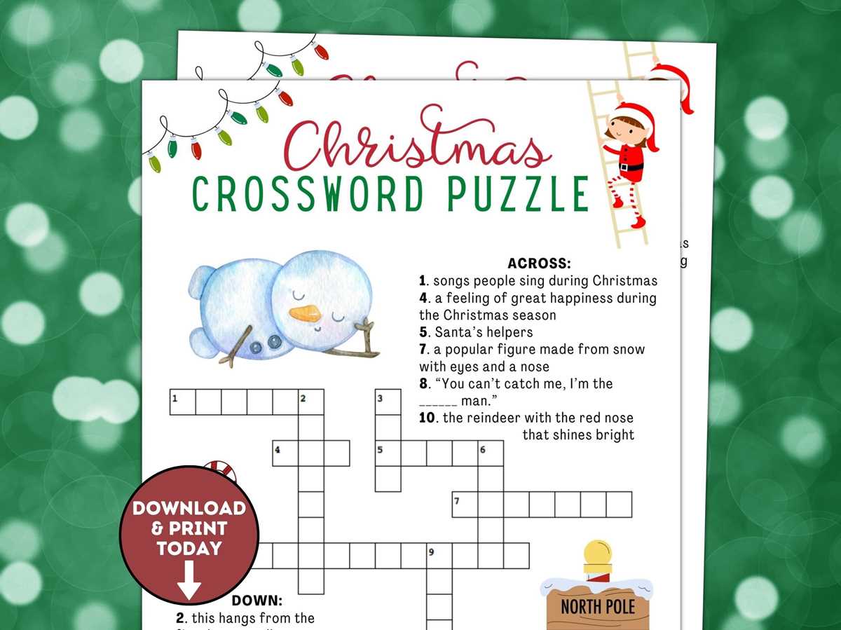 printable christmas crossword
