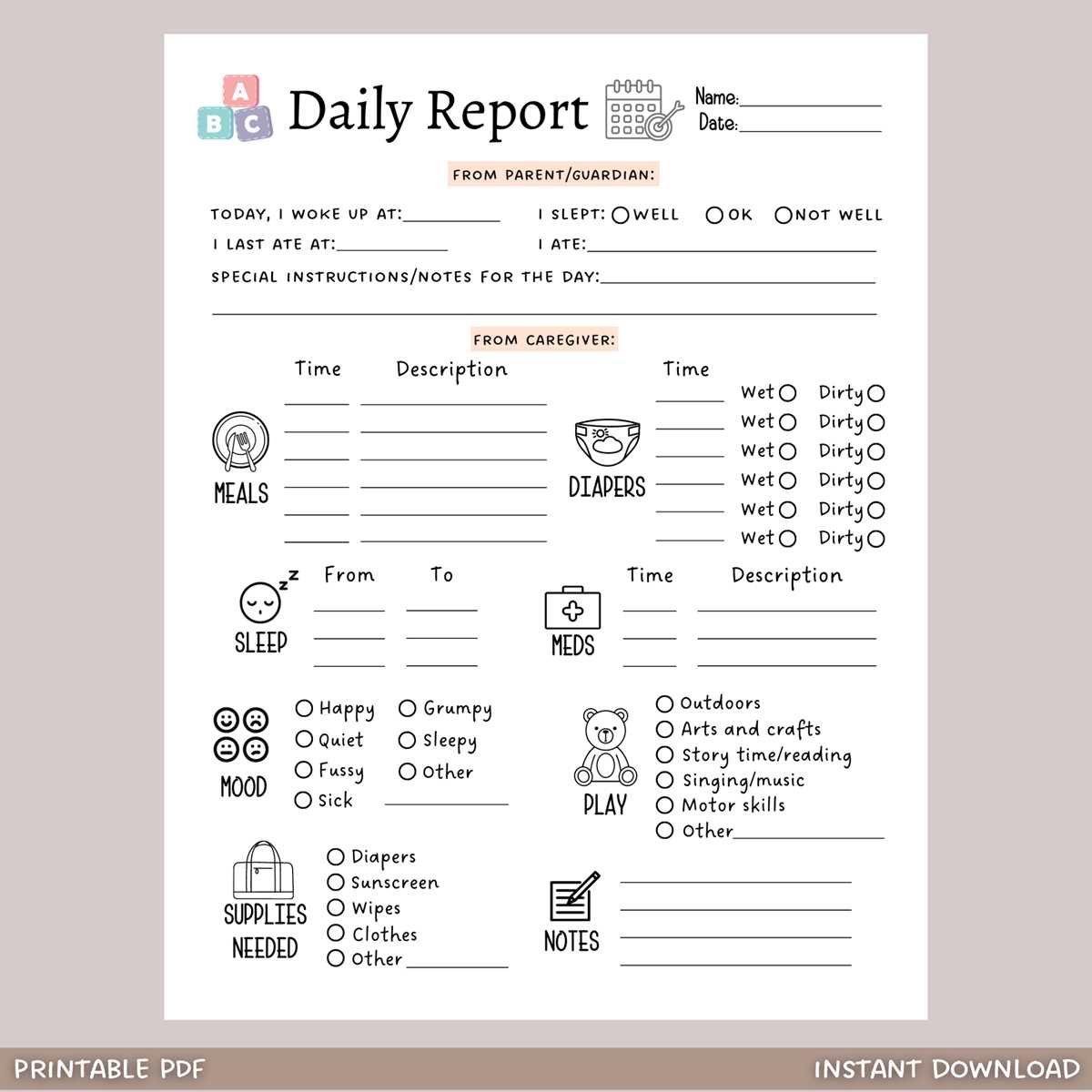 preschool schedule printables