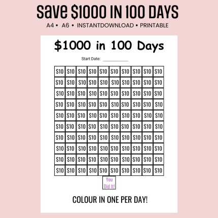 $1 000 savings challenge printable