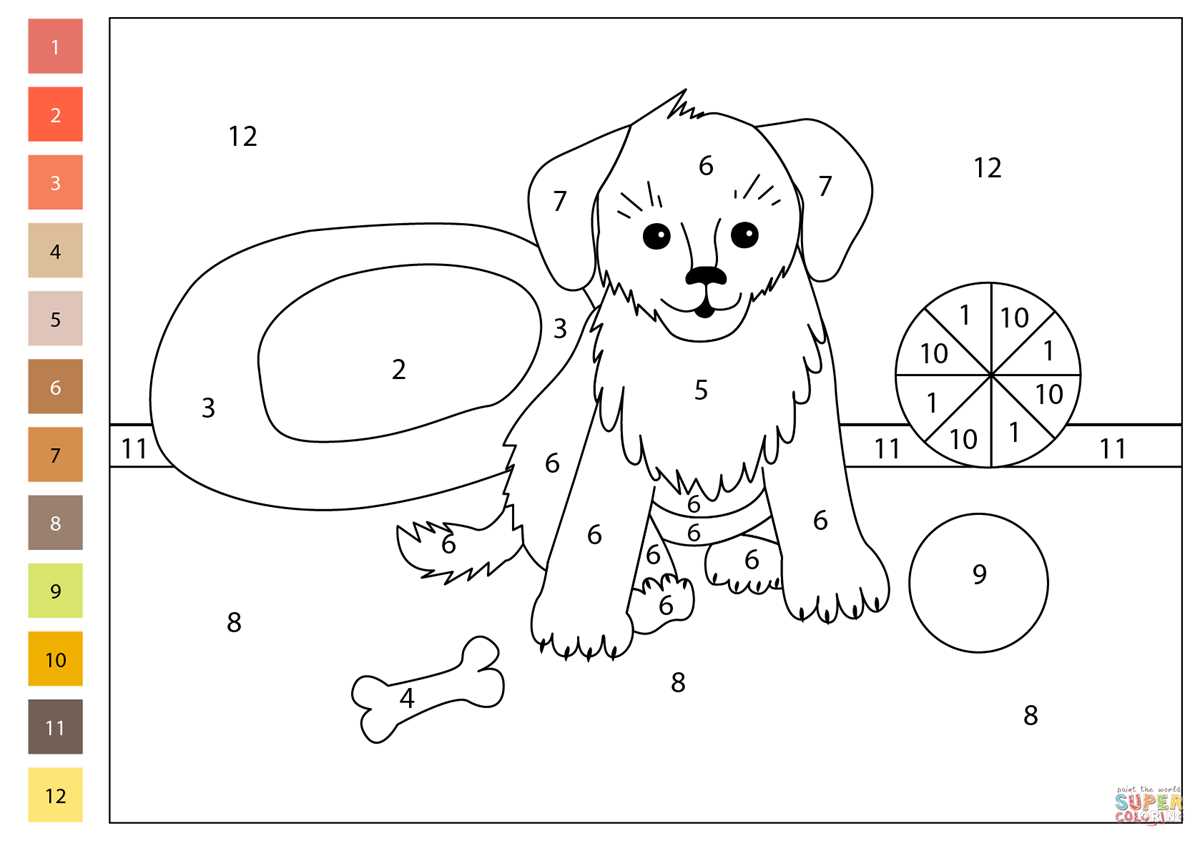 dog color by number printable