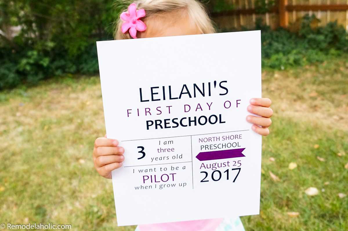 printable first day of preschool signs