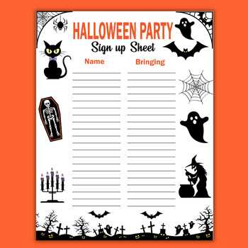 halloween potluck sign up sheet free printable