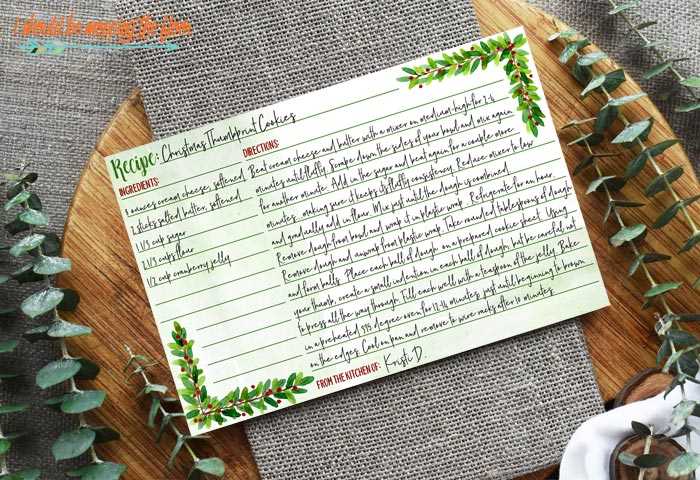 free printable christmas recipe cards