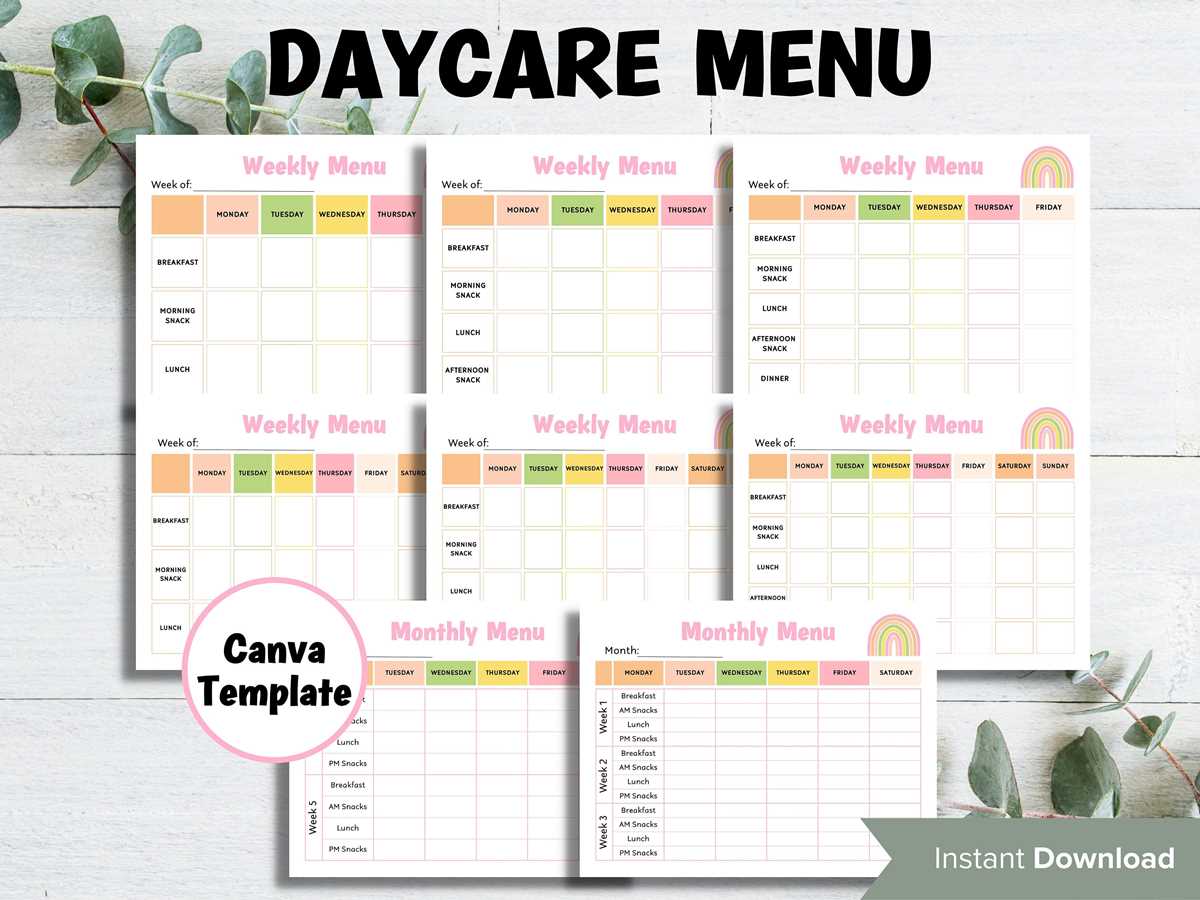 printable monthly menu planner