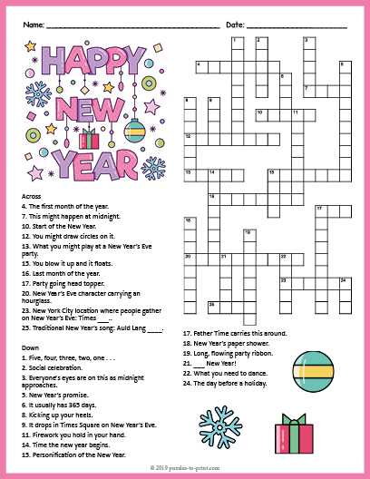 new year crossword puzzle printable