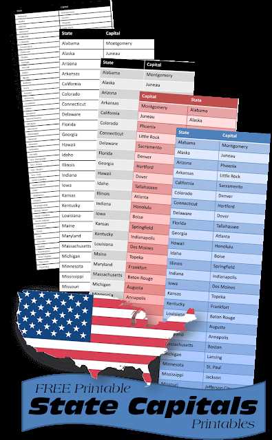 us map with states and capitals printable
