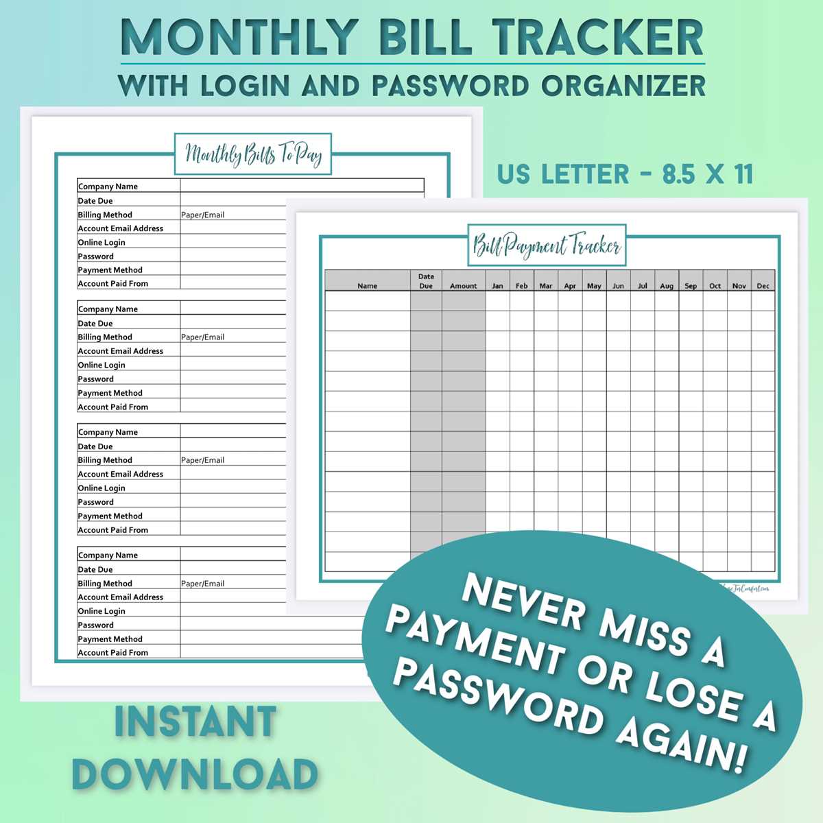 printable bill pay checklist