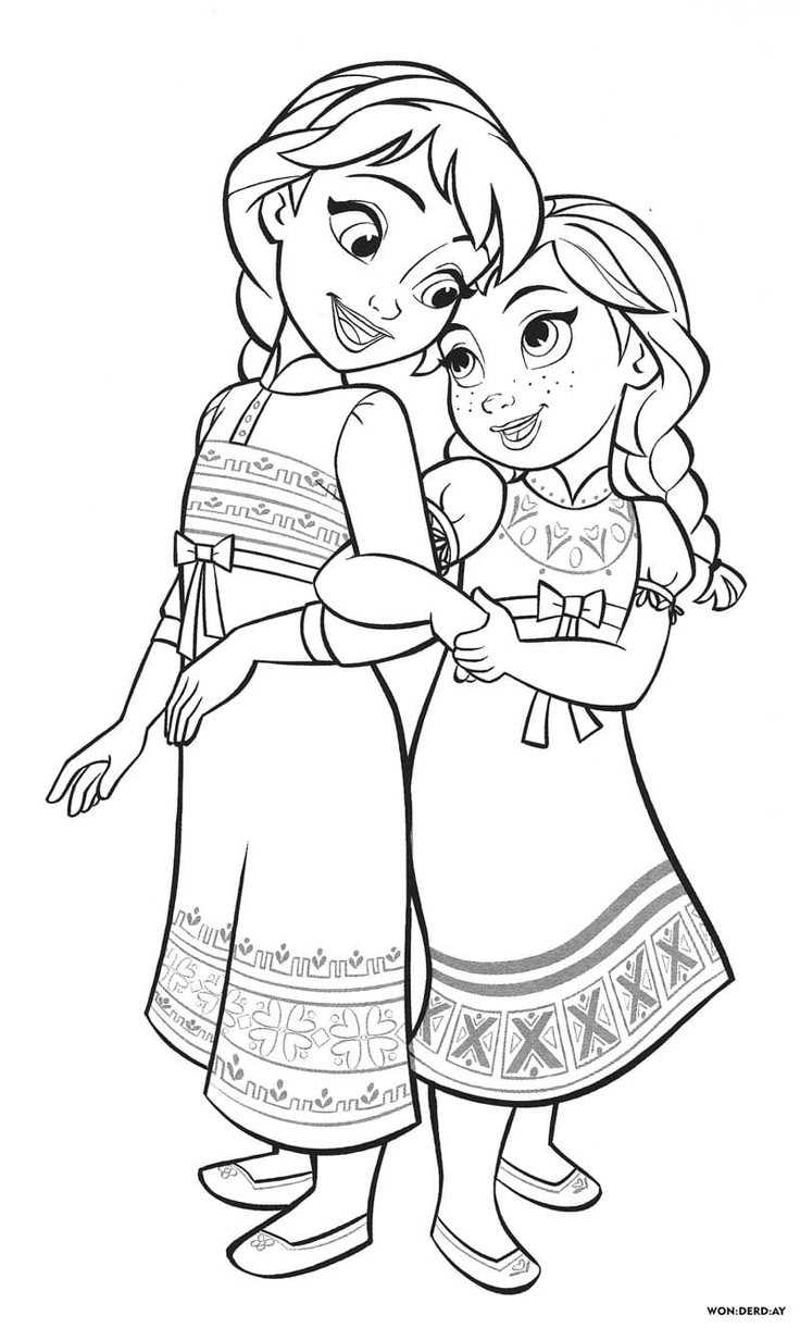 printable elsa and anna coloring pages