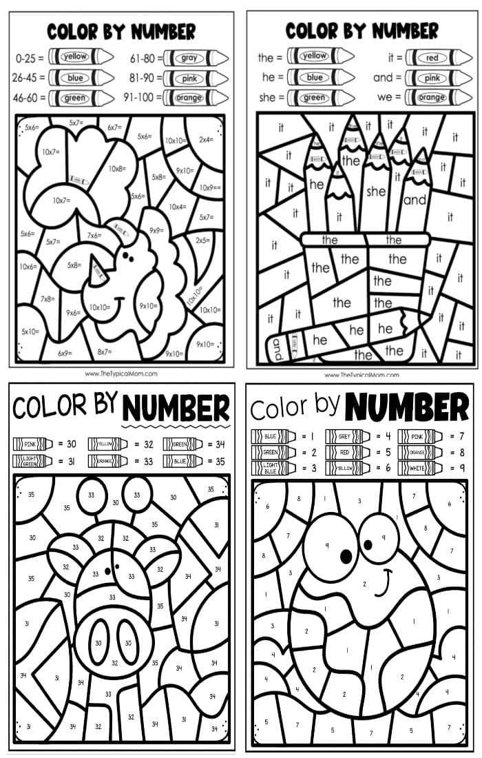 easy color by number for adults printable