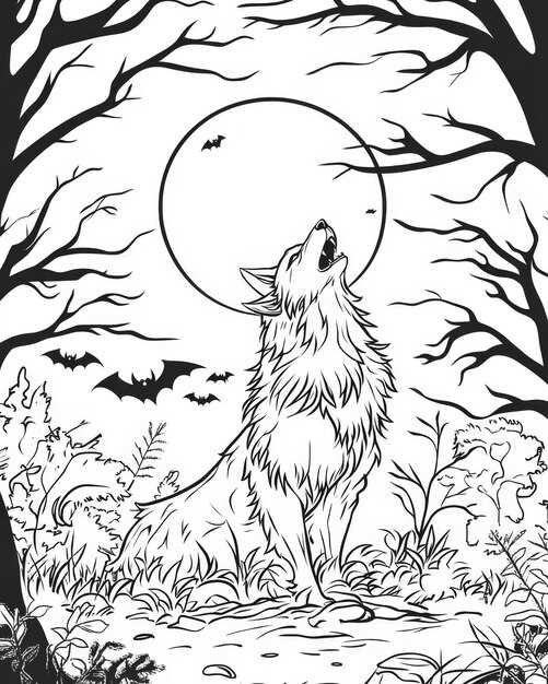 easy printable wolf pumpkin stencil