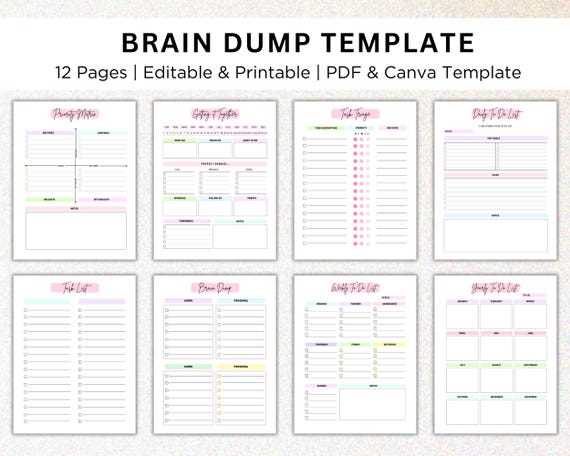 printable brain dump template