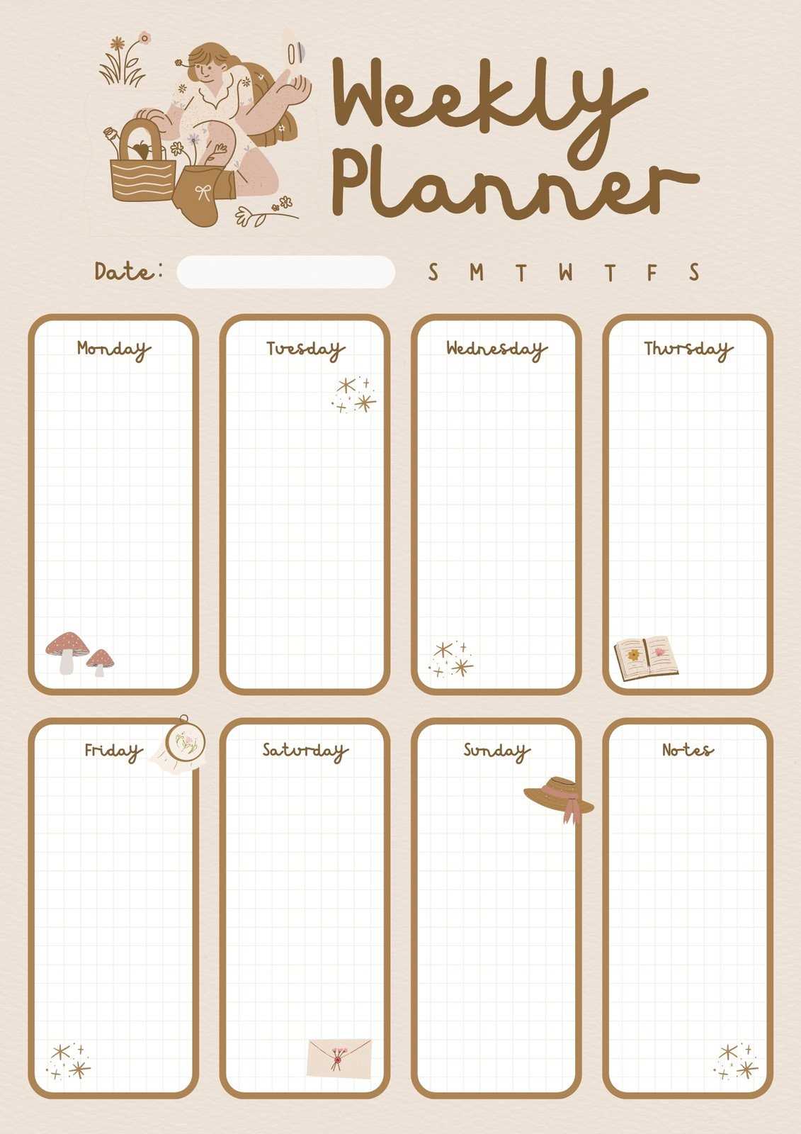 girly cute weekly planner printable