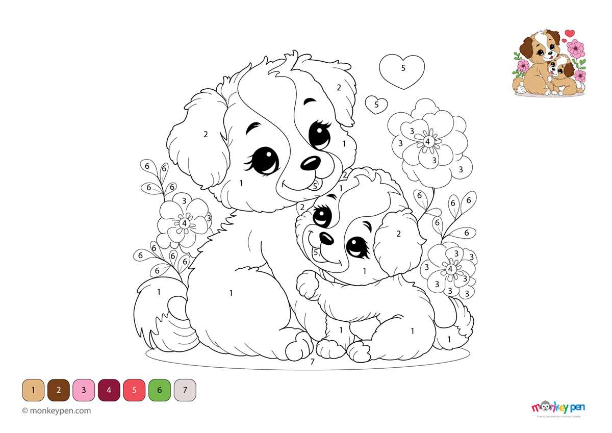 dog color by number printable