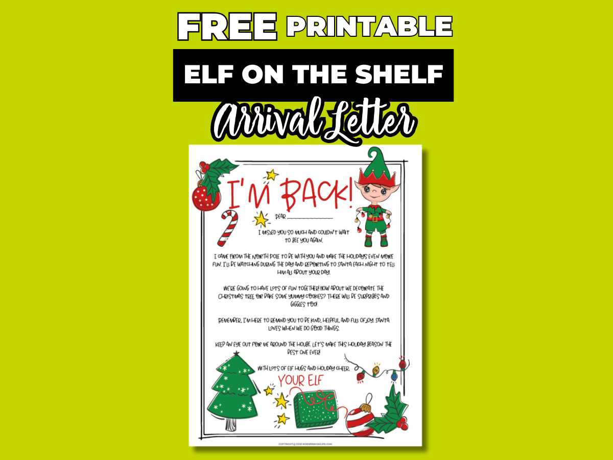 elf on the shelf arrival letters printable