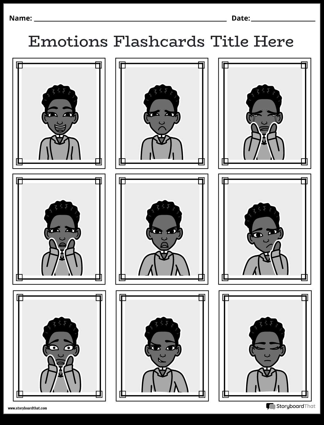emotions printable flashcards