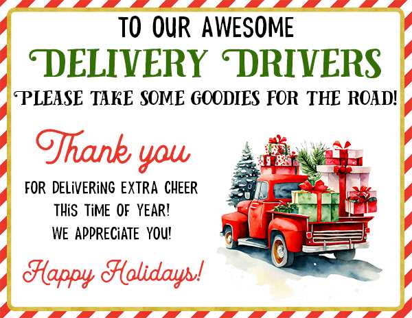 delivery driver treat sign free printable
