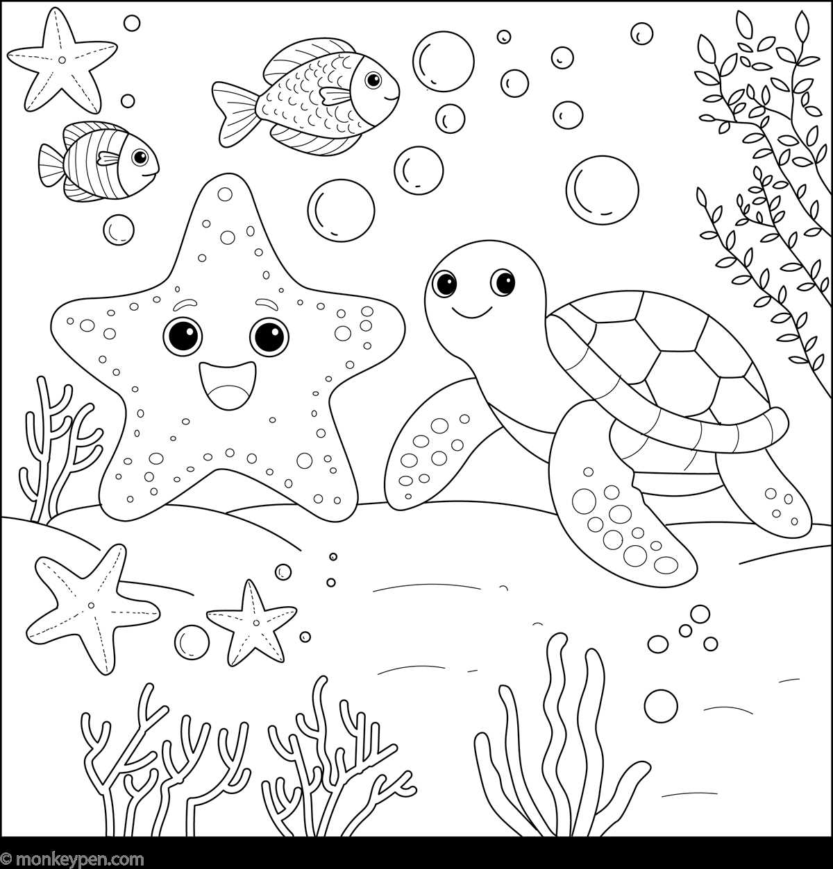 turtle coloring page free printable