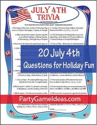 4th of july trivia printable