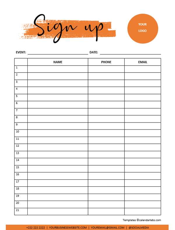 sign in sheet printable