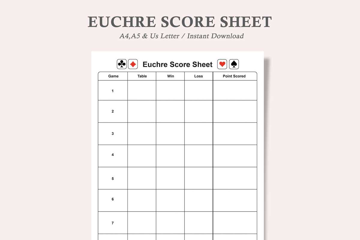 euchre tally cards printable