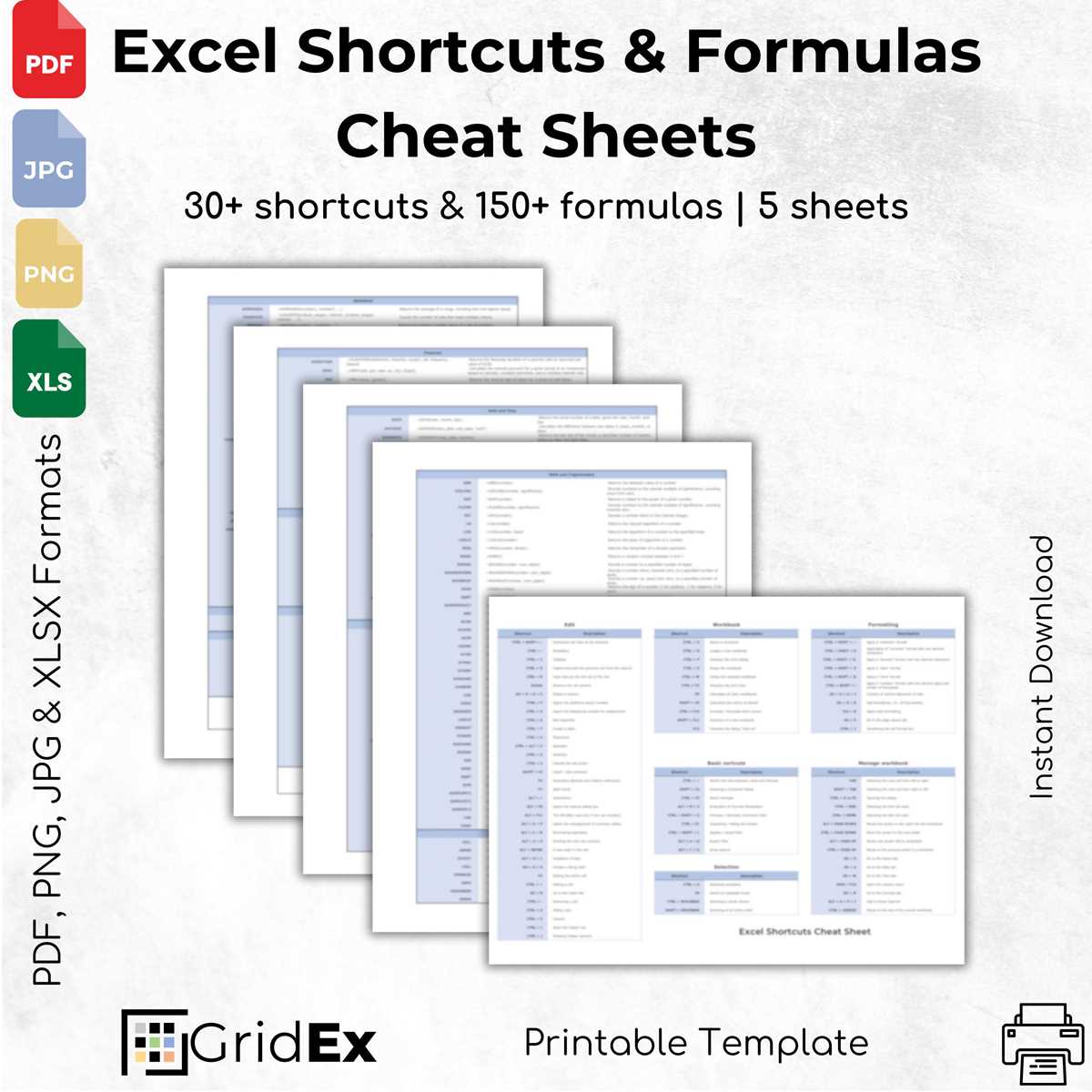 excel formula cheat sheet printable