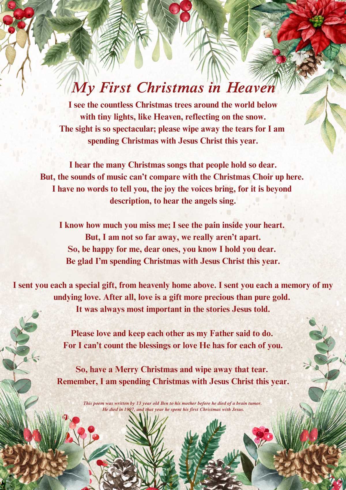 my first christmas in heaven poem free printable