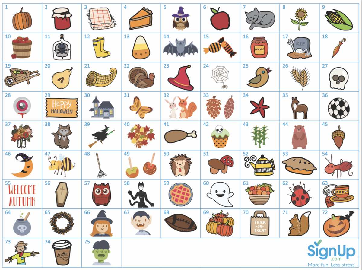 fall bingo free printable