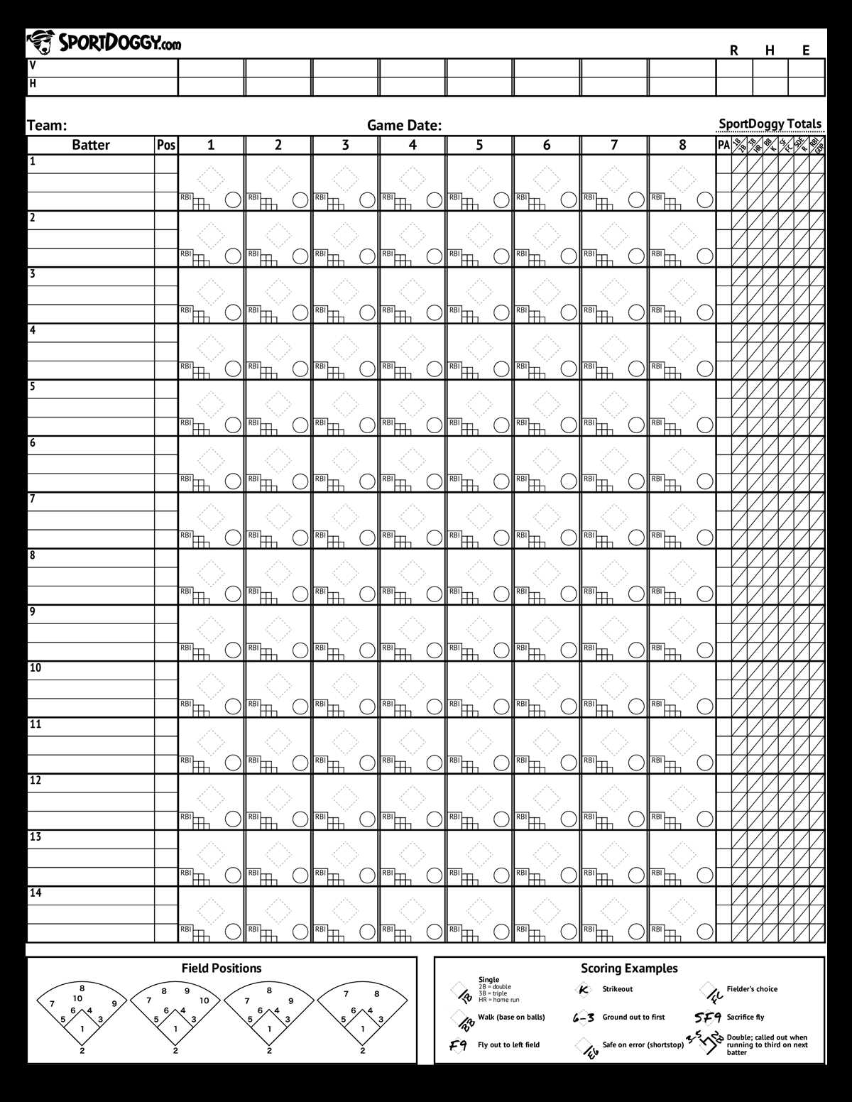 printable softball score sheets