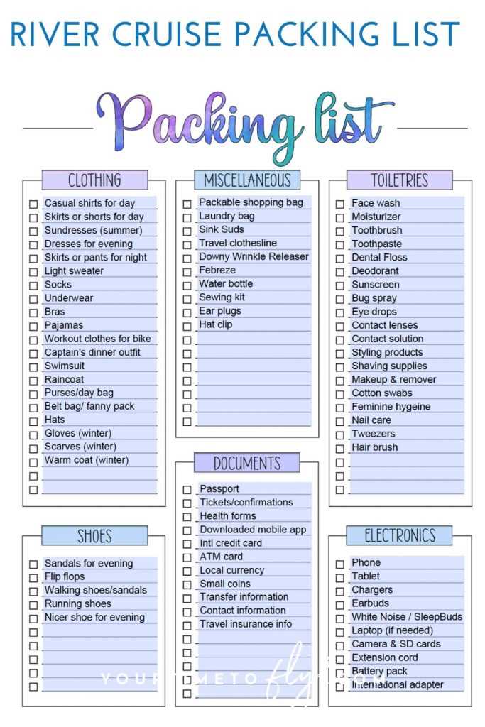 printable packing list for river cruise