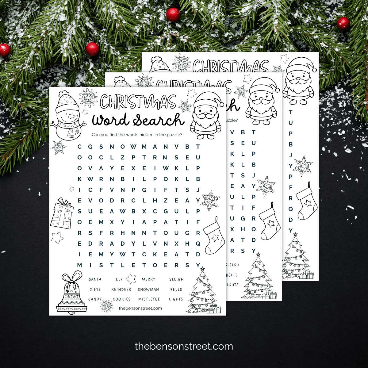 printable christmas find a word