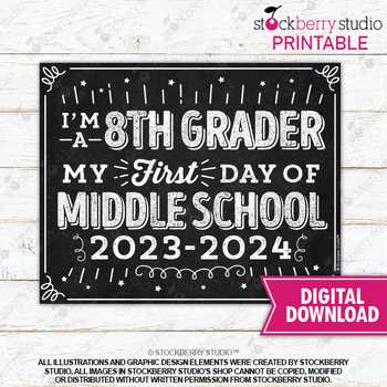 first day of 8th grade printable