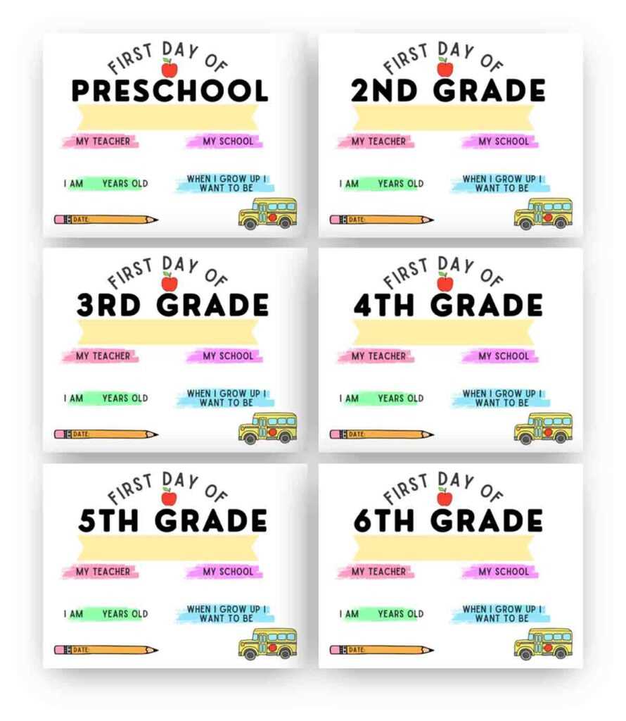first day of school sign free printable