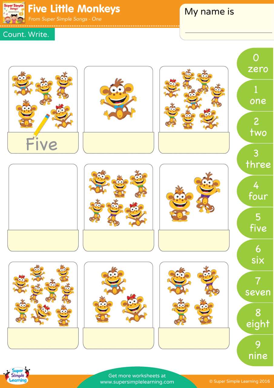 five little monkeys printable