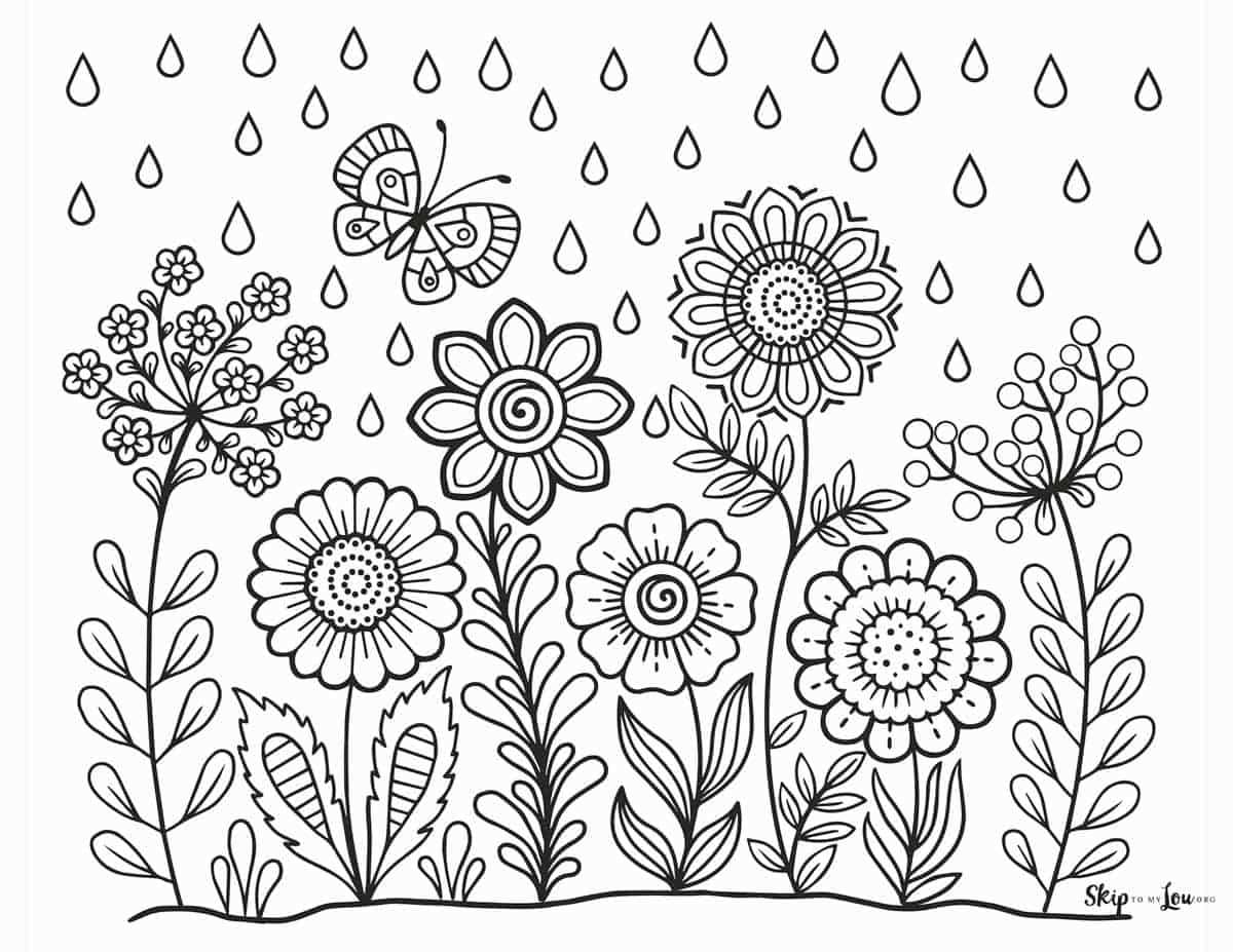 flower coloring pages for adults printable