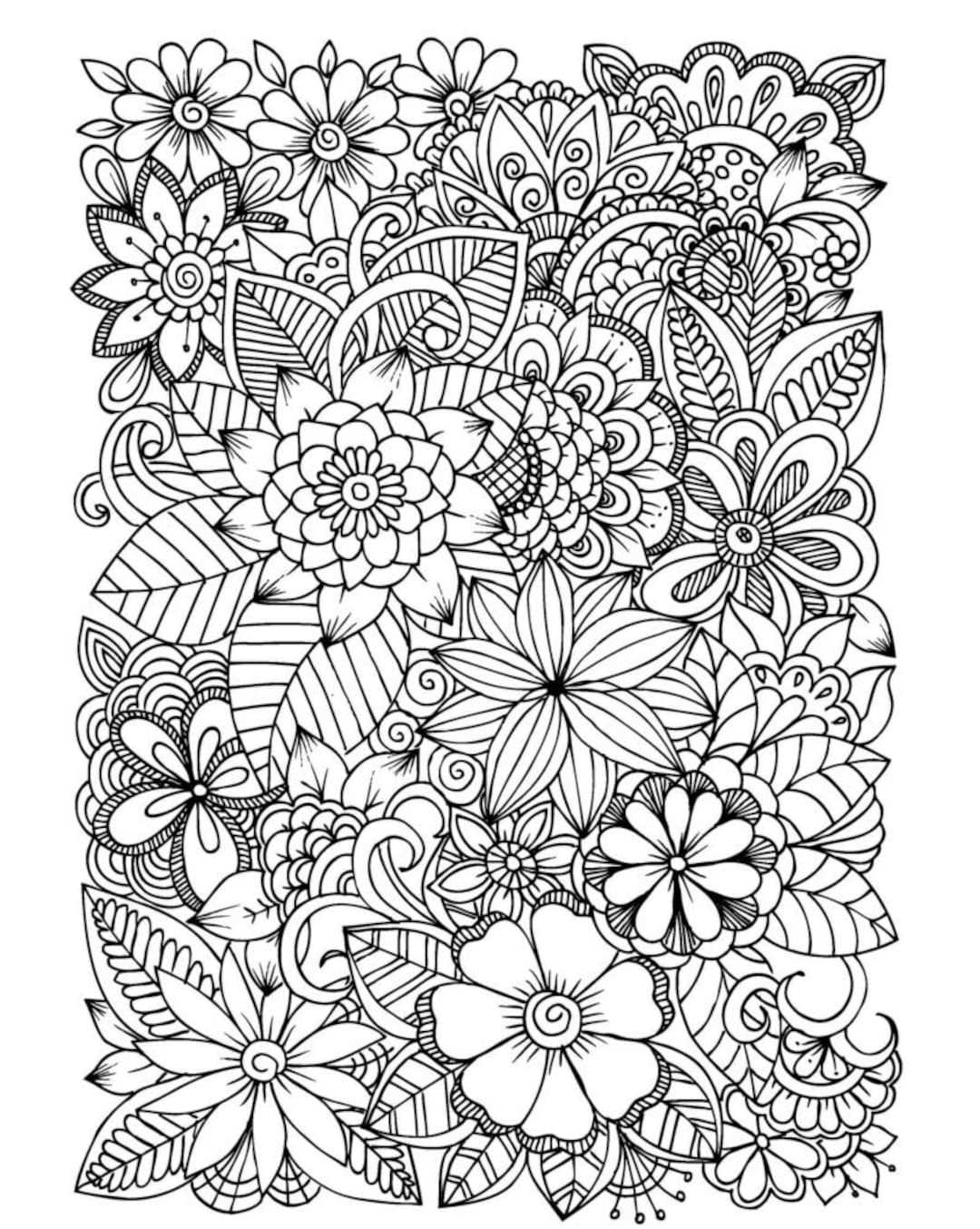 flower coloring pages for adults printable