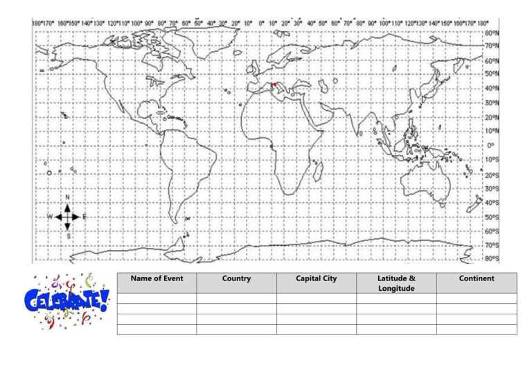 world map latitude and longitude printable