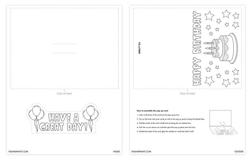 foldable printable birthday cards to color