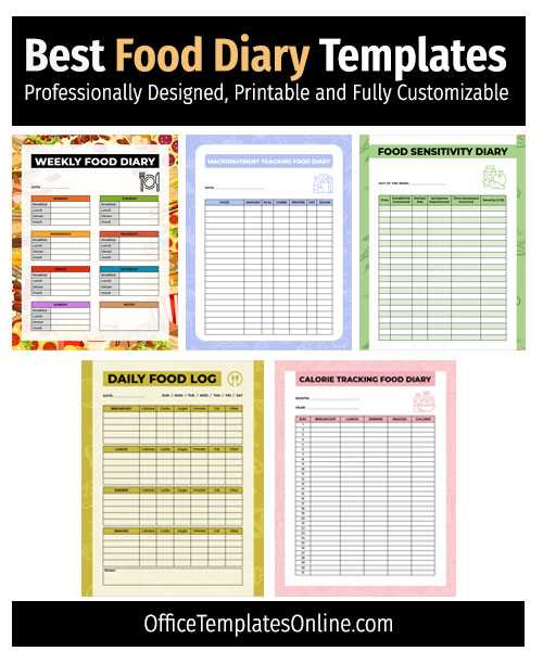 food diary template free printable