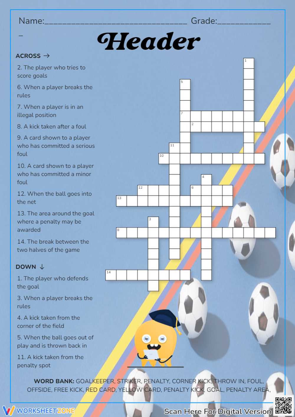 football crossword puzzle printable