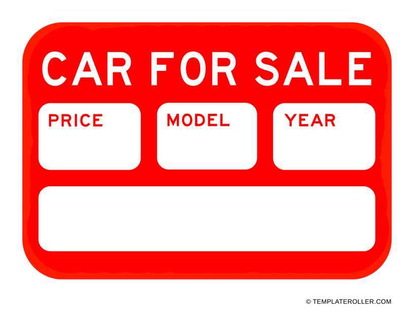 for sale sign for car printable