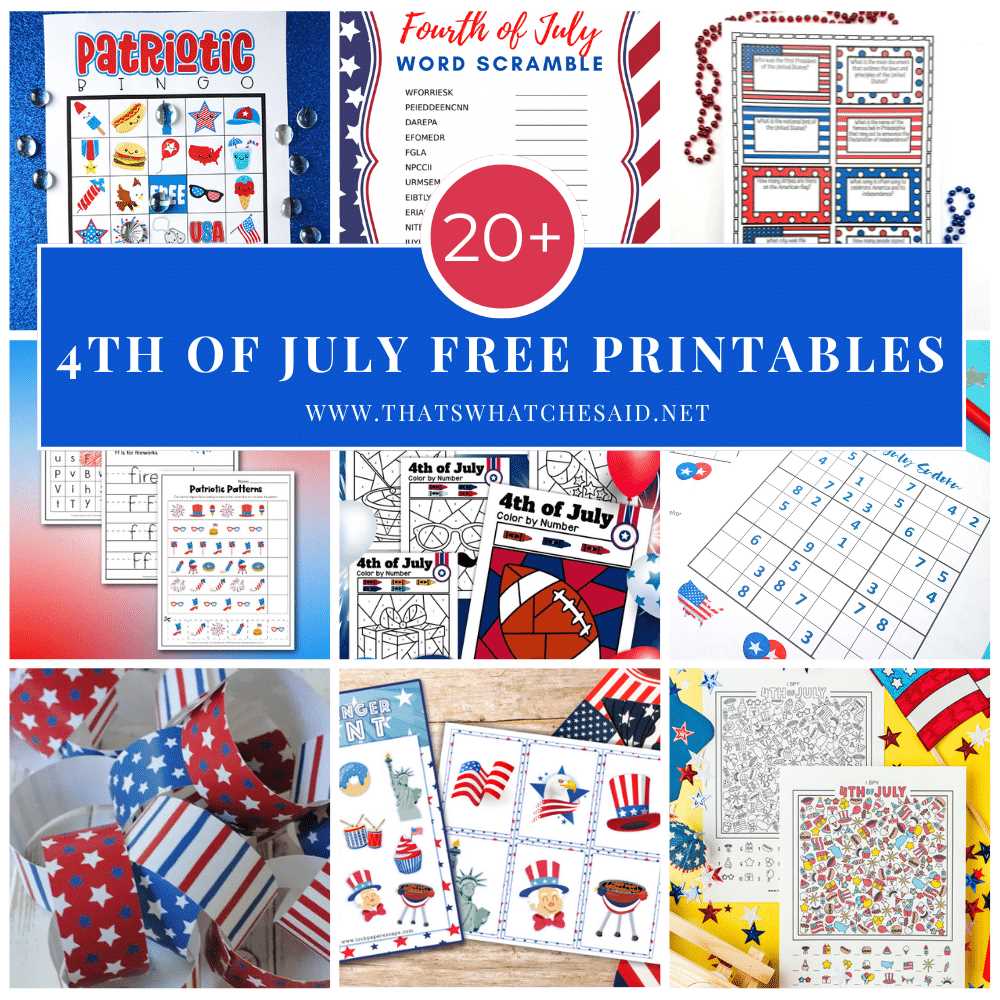 fourth of july free printables