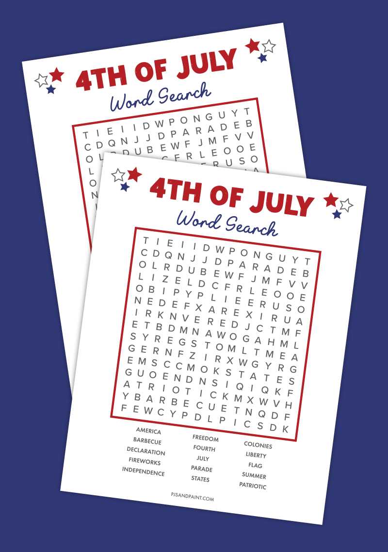 fourth of july word search free printable