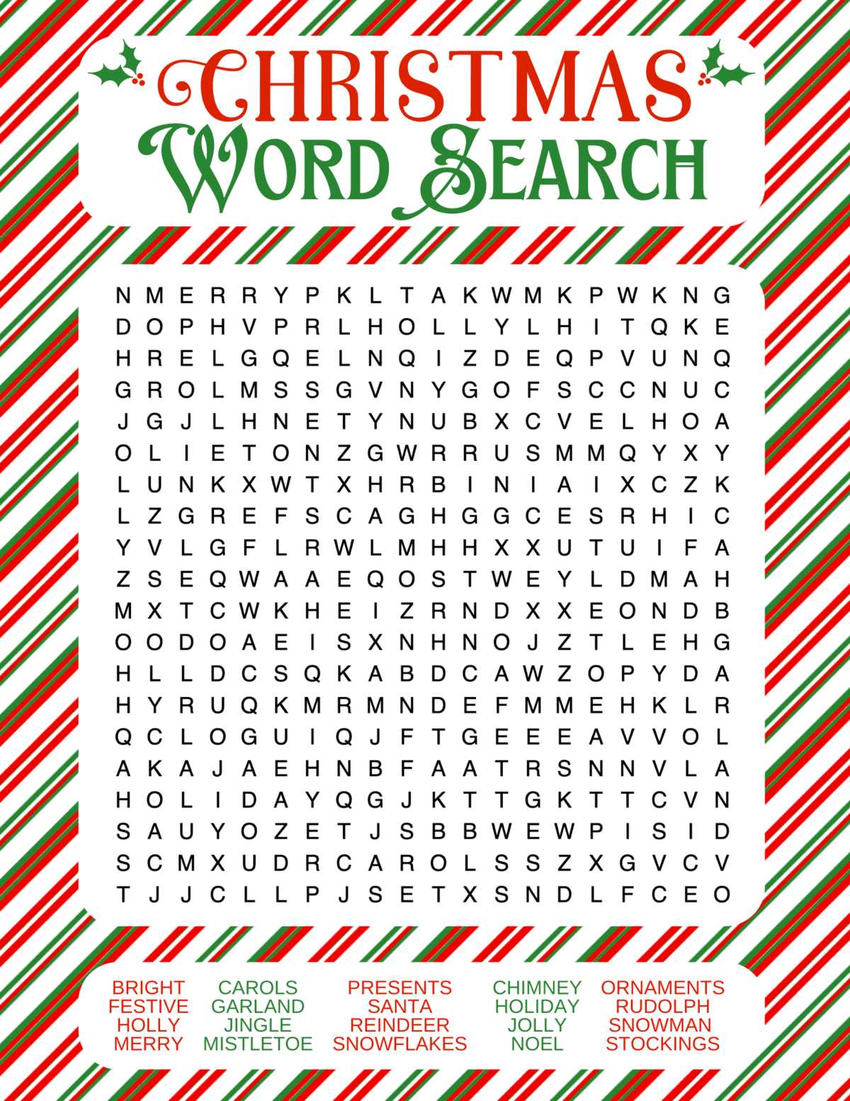 free christmas word puzzles printable