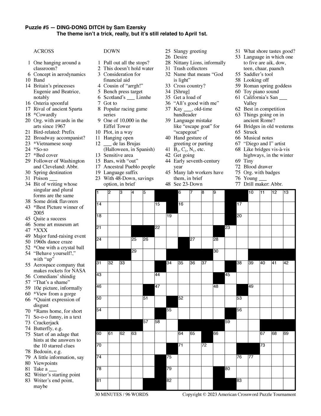 free easy crossword puzzles printable