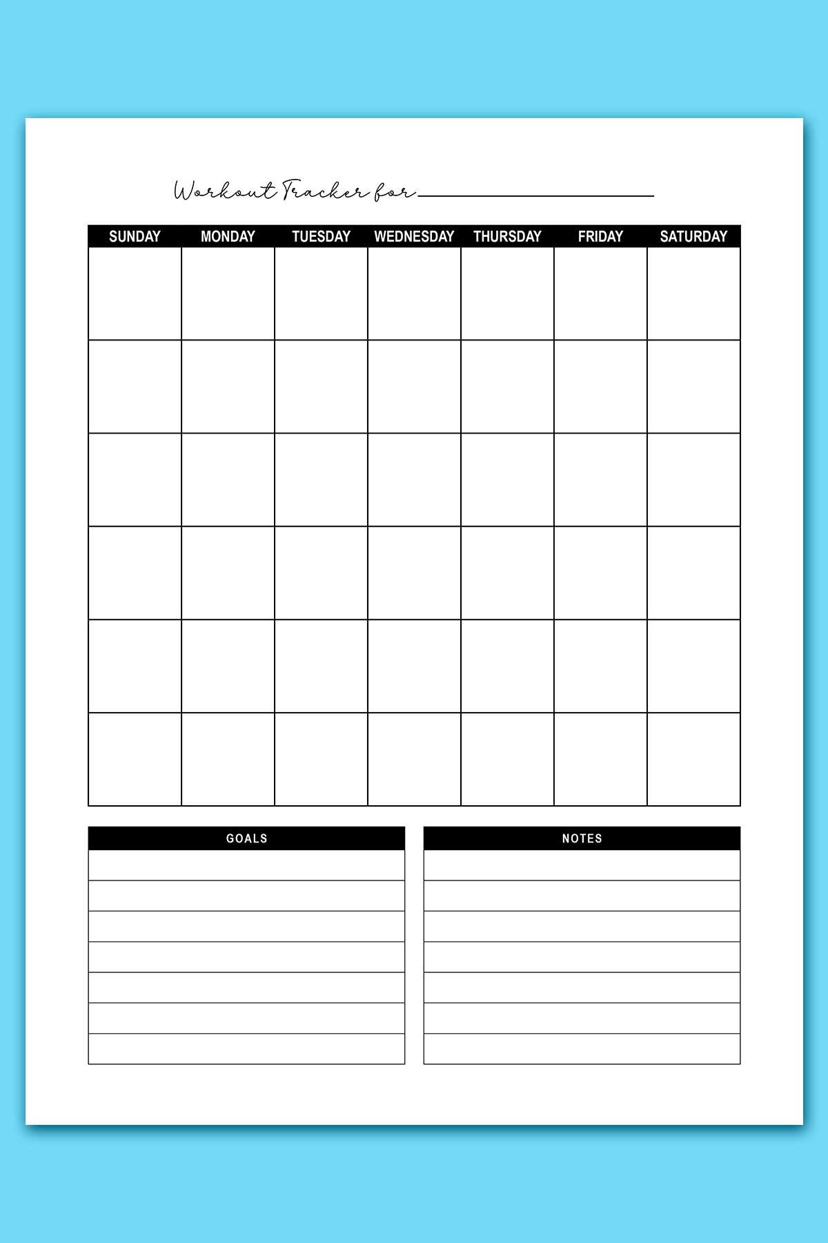 free exercise tracker printable