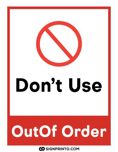 free out of order sign printable