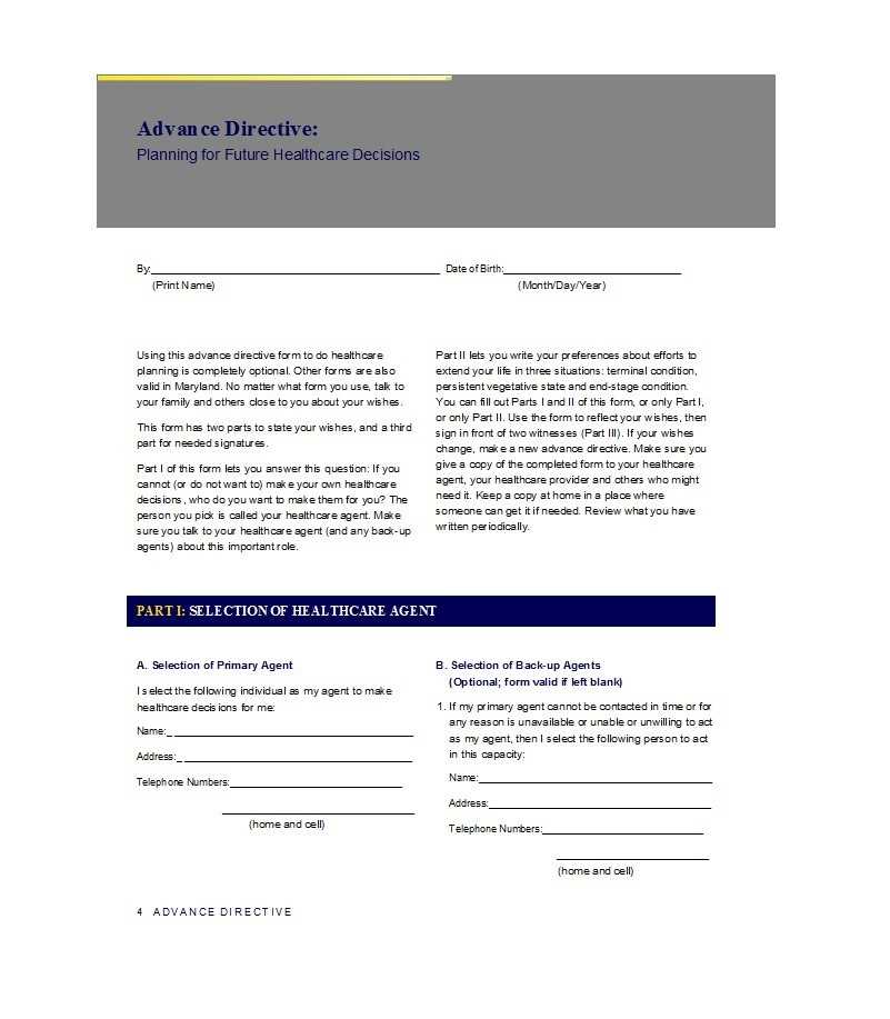free printable advance directive form washington state